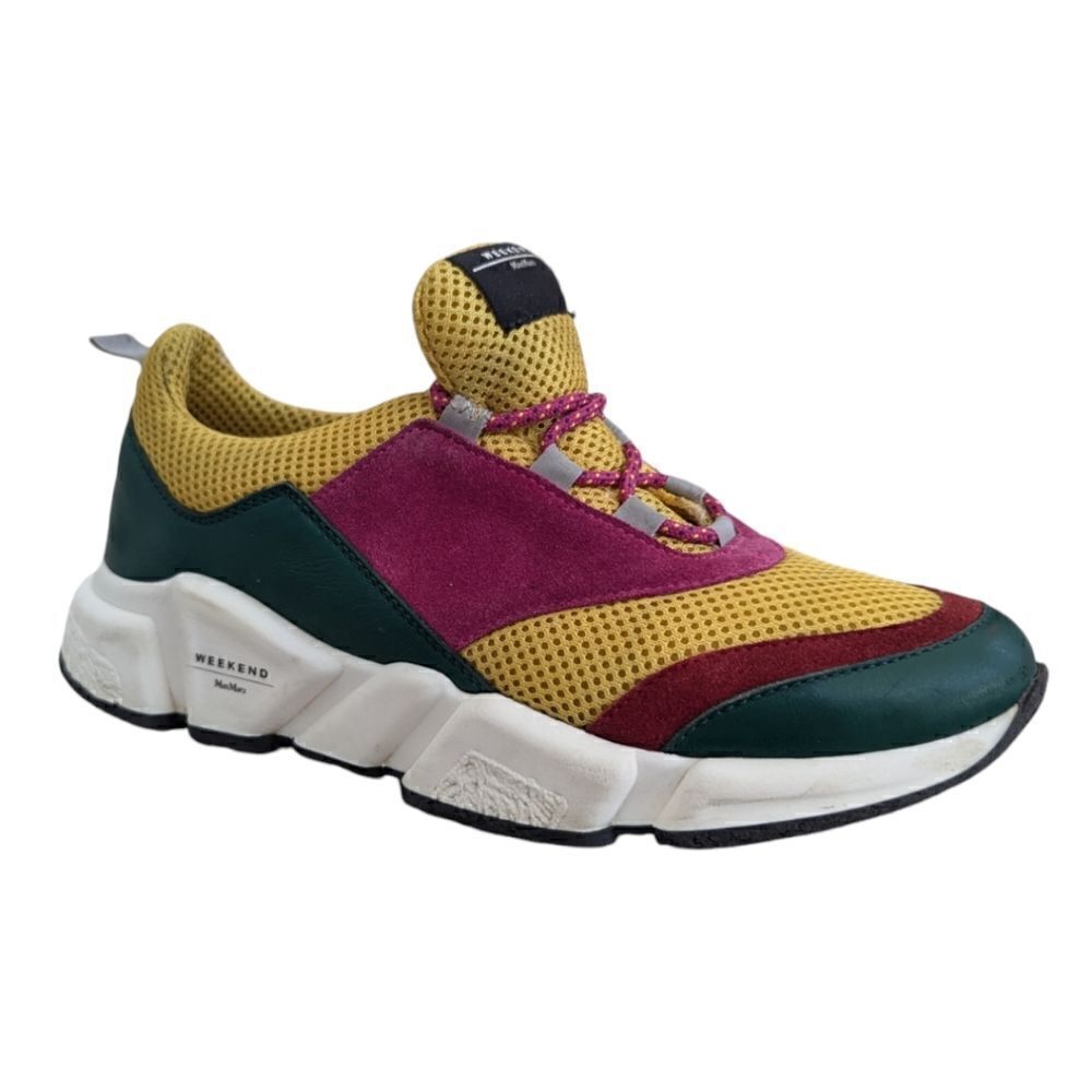 RARE Weekend MaxMara Womens 6.5 Colorful Fashion Sneakers Suede & Mesh Lace Up